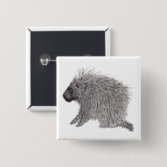Porcupine 2 Inch Square Button (Front & Back)
