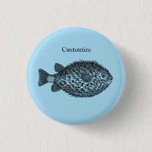 Porcupine blowfish Thunder_Cove  1 Inch Round Button