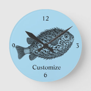 Porcupine blowfish Thunder_Cove   Round Clock