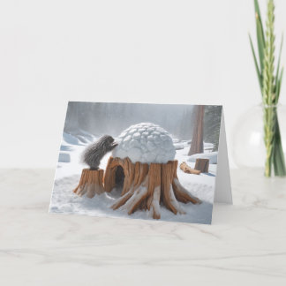PORCUPINE IGLOO WINTER - OLD STUMP HOLIDAY CARD