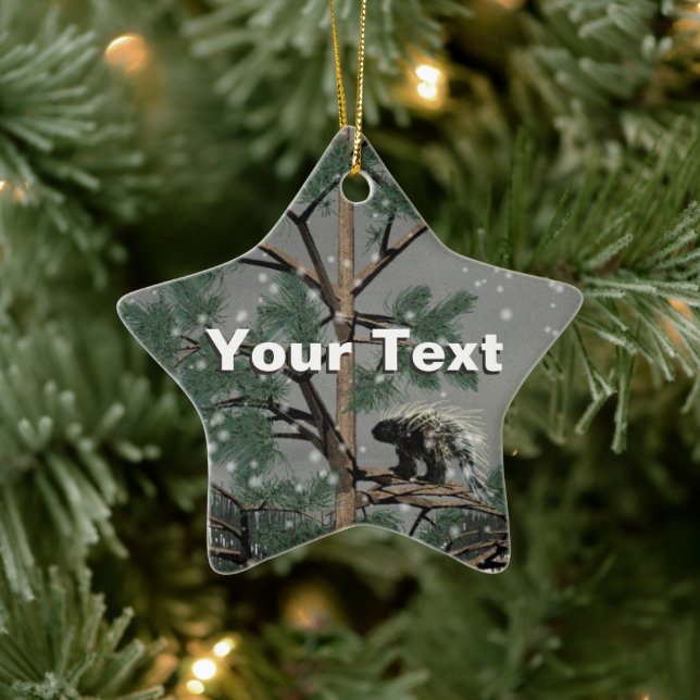 Porcupine In A Pine Tree Ceramic Ornament (Tree)