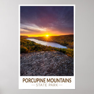 Porcupine Mountains State Park Michigan Watercolor Poster