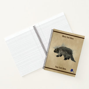 Porcupine On Old Paper Notebook