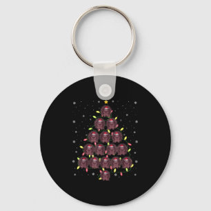 Porcupine Santa Christmas Tree Lights Ugly Sweater Keychain