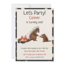Porcupines smore fun Birthday invitation