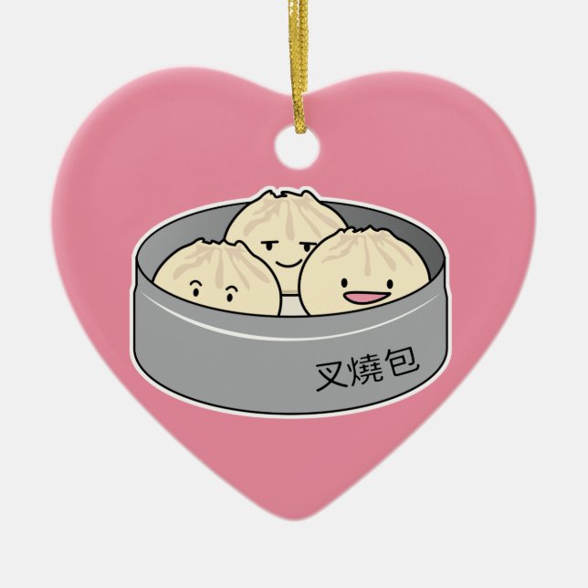 Pork Bun dim sum Chinese breakfast steamed bbq bun Ceramic Ornament (Front)