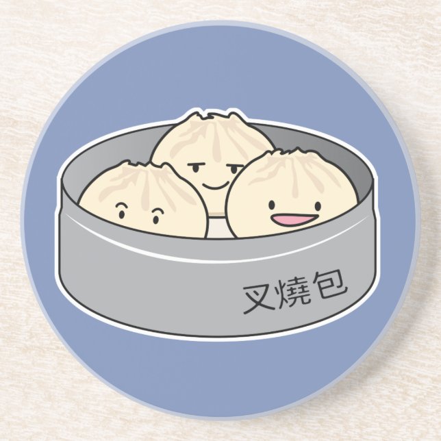 Pork Bun dim sum Chinese breakfast steamed bbq bun Coaster (Front)