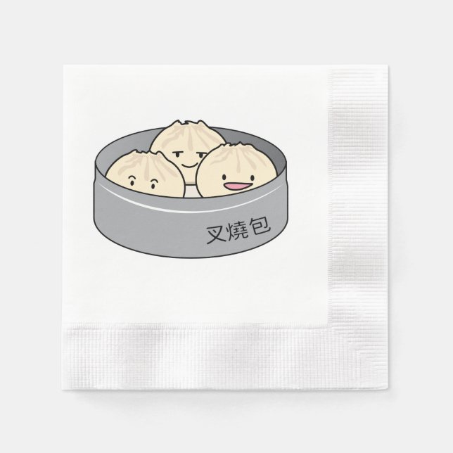 Pork Bun dim sum Chinese breakfast steamed bbq bun Napkin (Front)