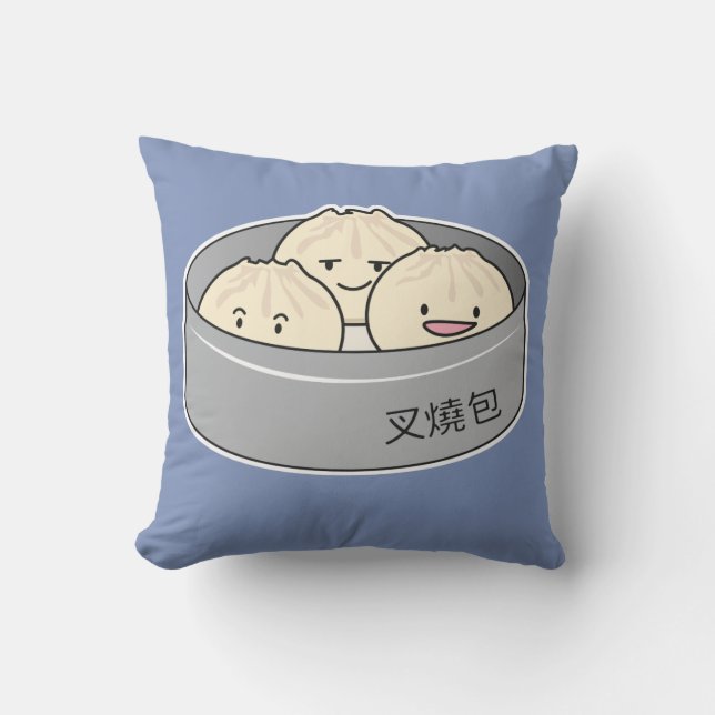 Pork Bun dim sum Chinese breakfast steamed bbq bun Outdoor Pillow (Front)