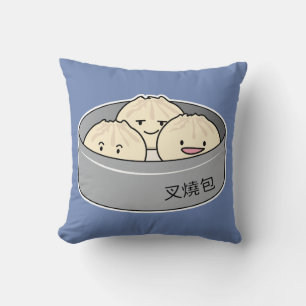 Pork Bun dim sum Chinese breakfast steamed bbq bun Throw Pillow