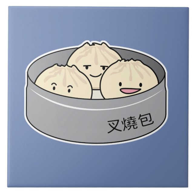 Pork Bun dim sum Chinese breakfast steamed bbq bun Tile (Front)