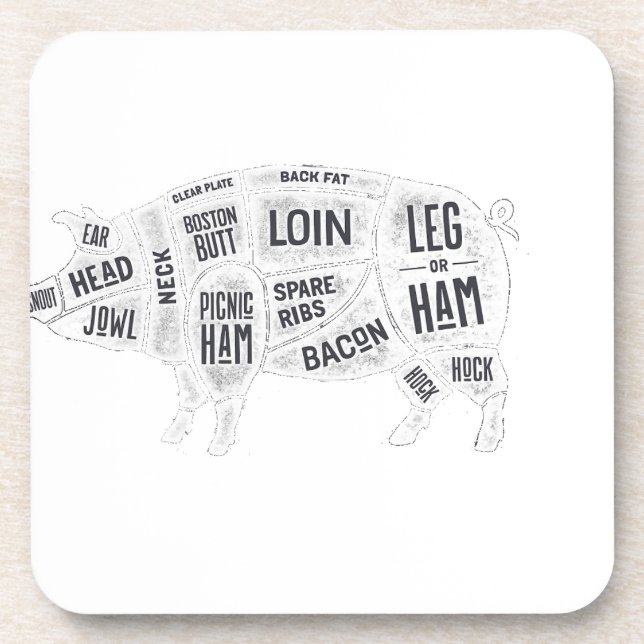 Pork Butcher Chart Coaster (Front)