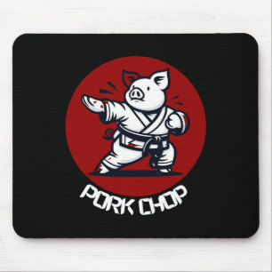 Pork Chop Karate Pig Funny Pun Martial Arts Mouse Pad