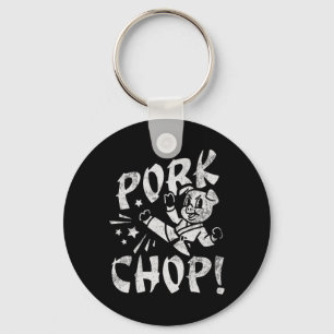 Pork Chop Sarcatic Karate Pig Keychain