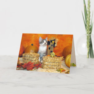 Pork Chop's Fall / Thanksgiving - Cute Cat Card