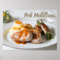 Pork medallions tenderloin with potatoes and beans