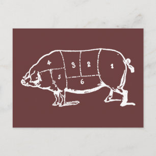 Pork (PIG) Butchers Chart - Bacon Postcard