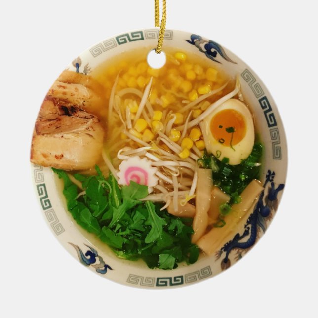 Pork Ramen Noodle Soup Ceramic Ornament (Front)