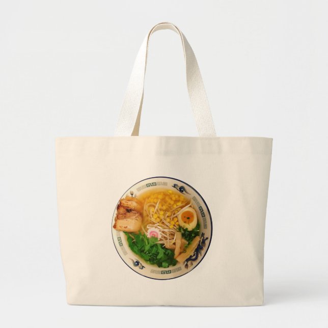 Pork Ramen Noodle Soup Large Tote Bag (Front)
