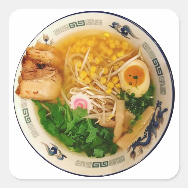 Pork Ramen Noodle Soup Square Sticker (Front)