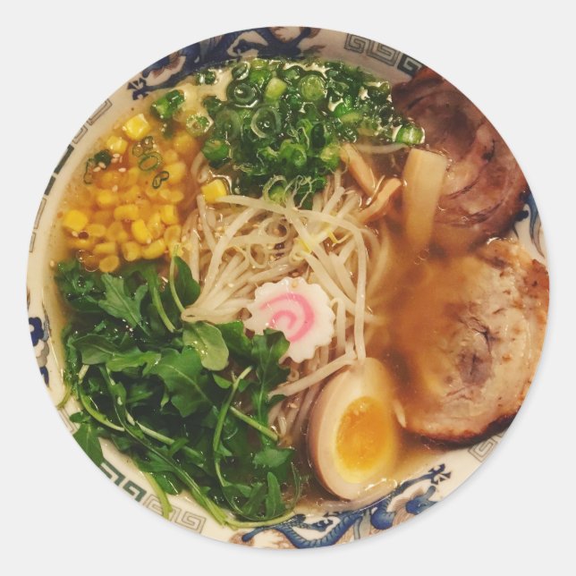 Pork Ramen Noodles Classic Round Sticker (Front)