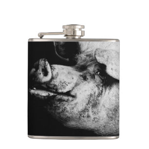 porker portrait hip flask