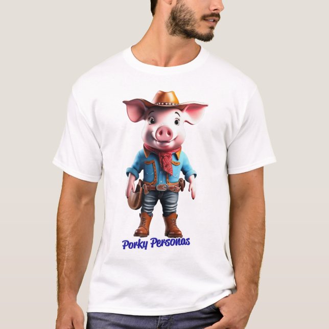 Porky Personas funny Pig characters T-Shirt (Front)