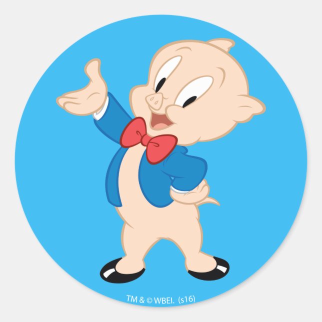 Porky Pig | Classic Pose Classic Round Sticker (Front)