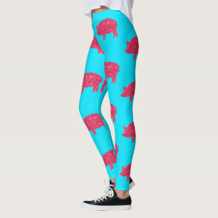 Porky Pig Silhouette Pink Glitter Girly Farm Leggings