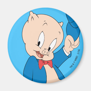 Porky Pig   Waving Hat Magnet