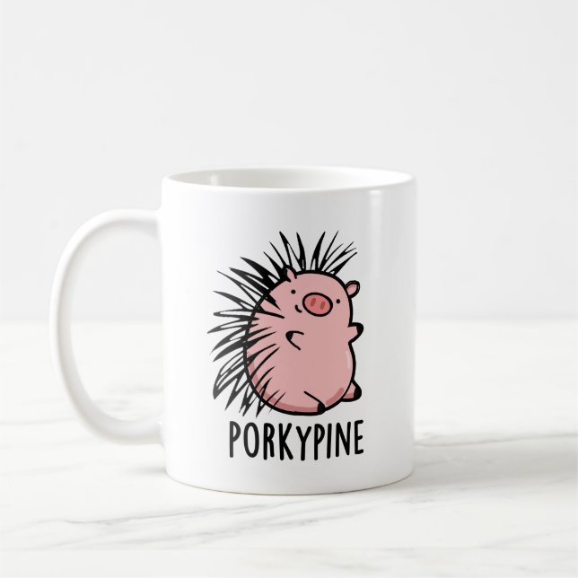 Porky-pine Funny Porcupine Pig Pun  Coffee Mug (Left)