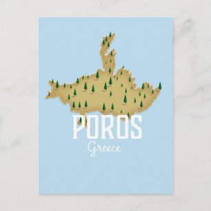 Poros Carte grecque Affiche de voyage illustrée
