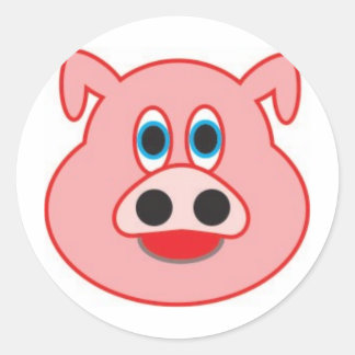 Porquinho cartoon pedagogical illustration classic round sticker