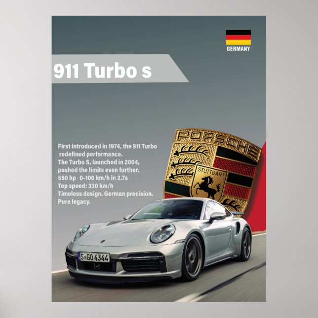 Porsche 911 Turbo S - Poster Style Vitesse (Devant)