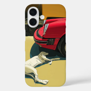 Porsche and dog iPhone 16 case