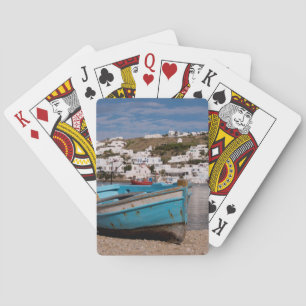 Port and harbour area with Greek fishing boats Playing Cards