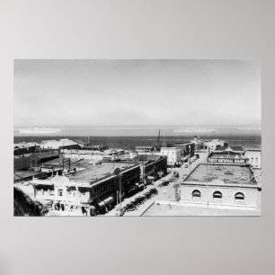 Port Angeles, WA Town View and Harbor Photograph Poster