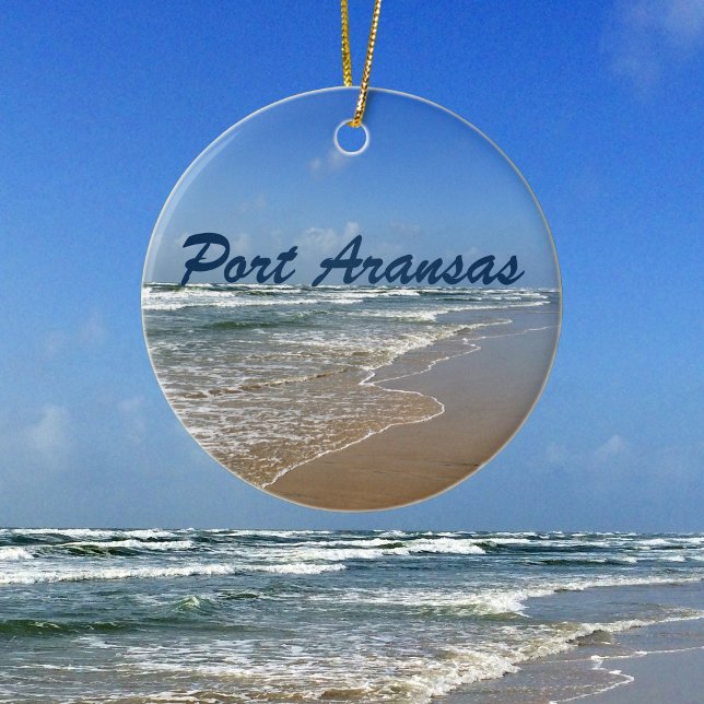 Port Aransas Beach in Texas Ceramic Ornament (Creator Uploaded)