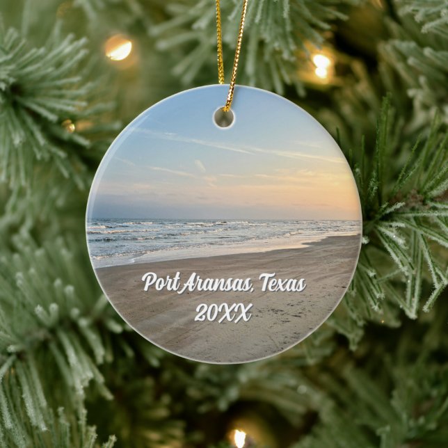 Port Aransas Beach Sunset Texas Photography Ceramic Ornament (Tree)