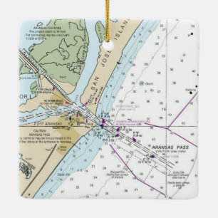 Port Aransas Chart Ceramic Ornament