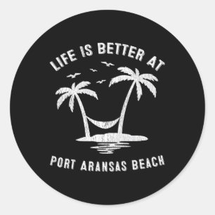 Port Aransas Family Vacation Vintage Texas Beach Classic Round Sticker