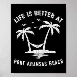 Port Aransas Family Vacation Vintage Texas Beach Poster