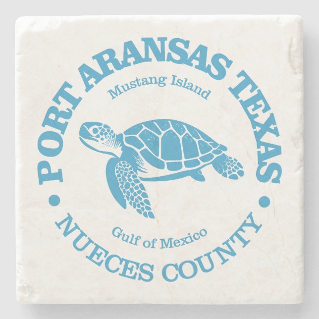Port Aransas (sea turtle) Stone Coaster (Front)