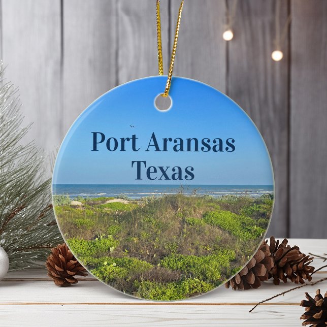 Port Aransas Texas Beach Grass Photo Christmas  Ceramic Ornament (Creator Uploaded)