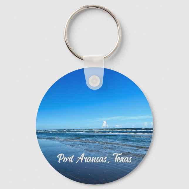Port Aransas Texas Coast Ocean Waves Photography Keychain (Front)