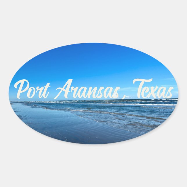 Port Aransas Texas Coast Ocean Waves Photography Oval Sticker (Front)