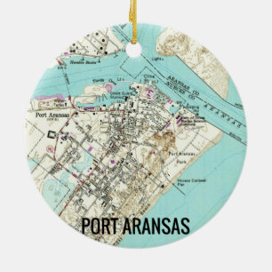 Port Aransas TX Map Ceramic Ornament