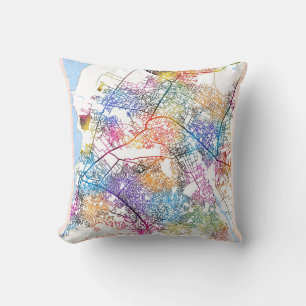 Port-au-Prince Haiti City Map Throw Pillow