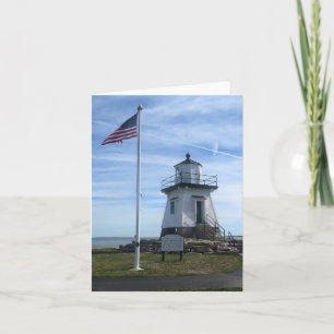 Port Clinton Lighthouse with Flag blank note card