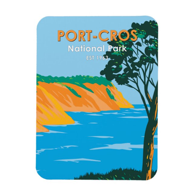 Port - Cros National Park France Vintage Magnet (Vertical)